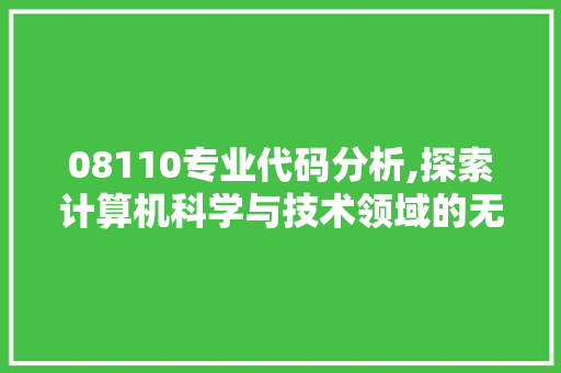 08110专业代码分析,探索计算机科学与技术领域的无限可能