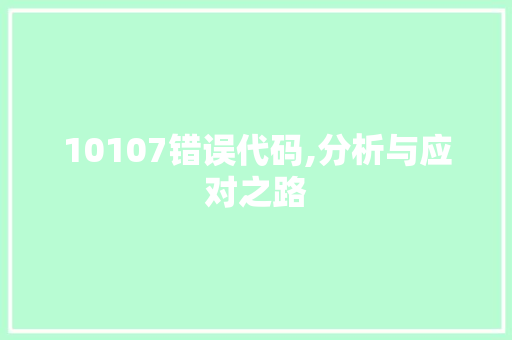 10107错误代码,分析与应对之路