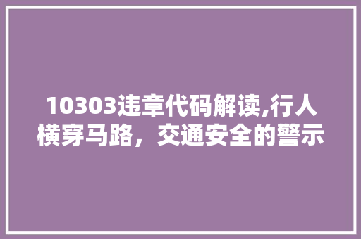 10303违章代码解读,行人横穿马路，交通安全的警示