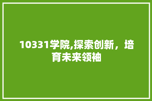 10331学院,探索创新，培育未来领袖