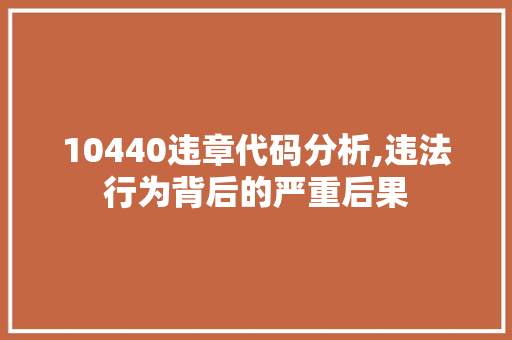 10440违章代码分析,违法行为背后的严重后果