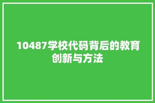 10487学校代码背后的教育创新与方法