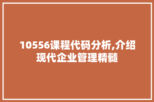 10556课程代码分析,介绍现代企业管理精髓