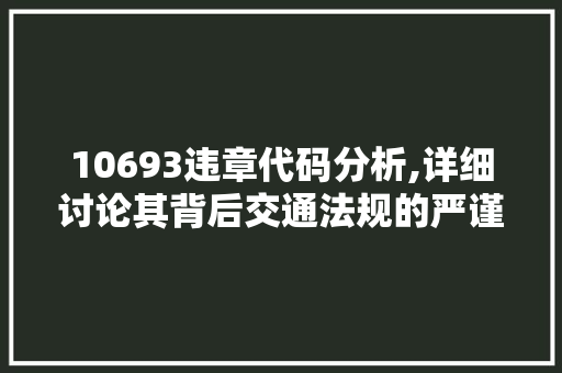 10693违章代码分析,详细讨论其背后交通法规的严谨与人性化