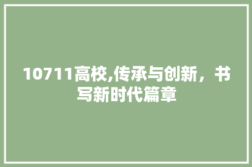 10711高校,传承与创新，书写新时代篇章