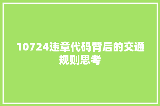 10724违章代码背后的交通规则思考