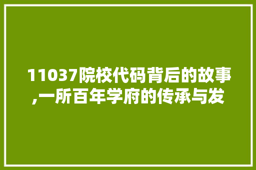 11037院校代码背后的故事,一所百年学府的传承与发展