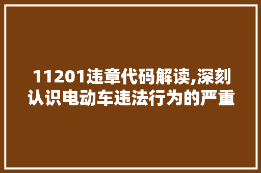 11201违章代码解读,深刻认识电动车违法行为的严重后果