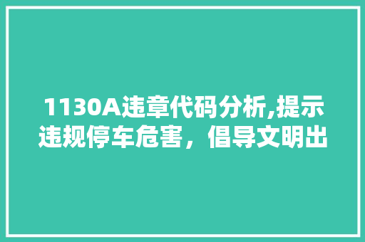 1130A违章代码分析,提示违规停车危害，倡导文明出行