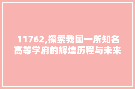 11762,探索我国一所知名高等学府的辉煌历程与未来发展