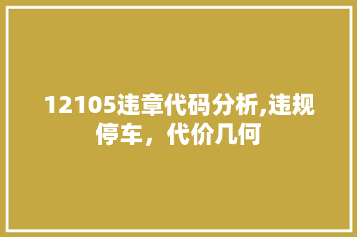 12105违章代码分析,违规停车，代价几何