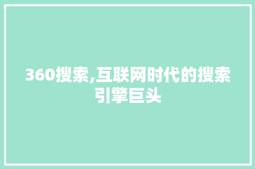 360搜索,互联网时代的搜索引擎巨头