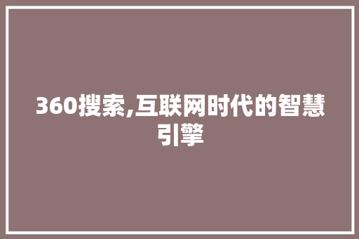 360搜索,互联网时代的智慧引擎