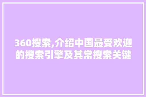 360搜索,介绍中国最受欢迎的搜索引擎及其常搜索关键词