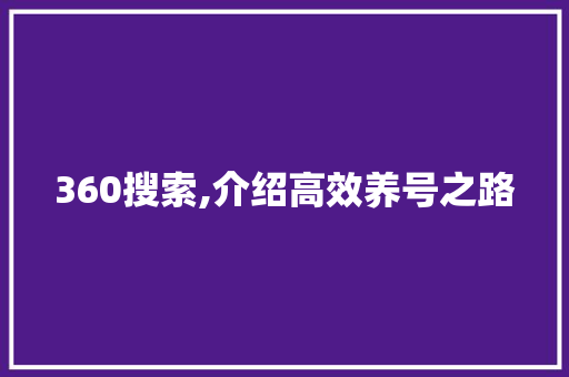 360搜索,介绍高效养号之路