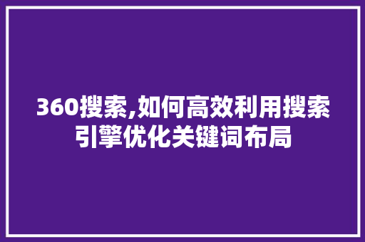 360搜索,如何高效利用搜索引擎优化关键词布局