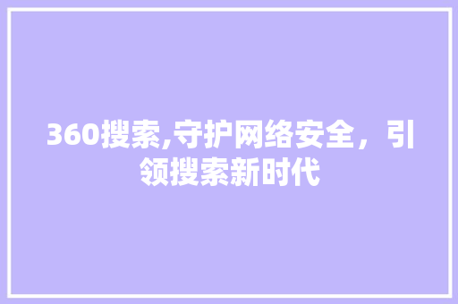 360搜索,守护网络安全，引领搜索新时代