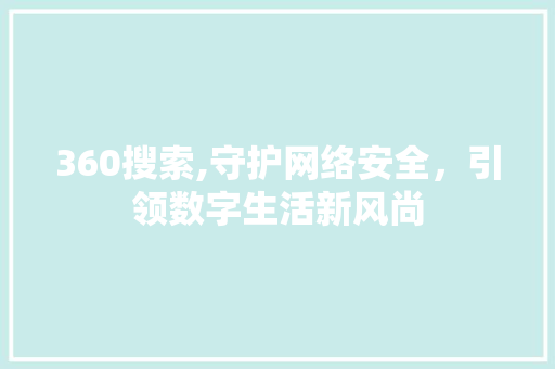 360搜索,守护网络安全，引领数字生活新风尚