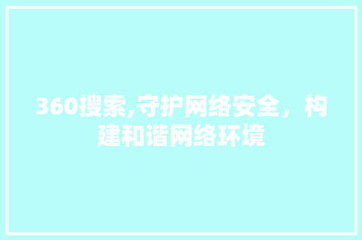 360搜索,守护网络安全，构建和谐网络环境