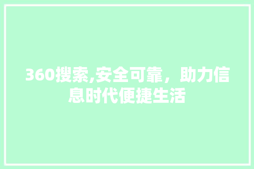 360搜索,安全可靠，助力信息时代便捷生活