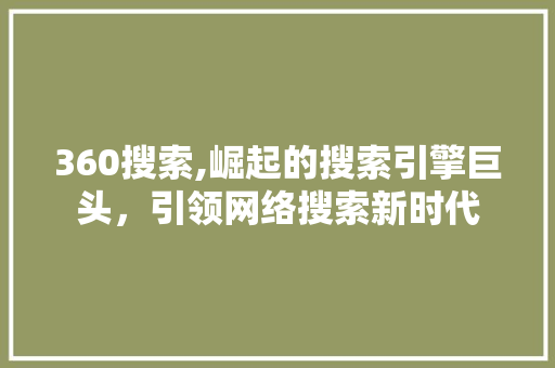 360搜索,崛起的搜索引擎巨头，引领网络搜索新时代