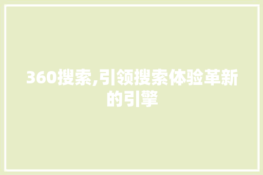 360搜索,引领搜索体验革新的引擎