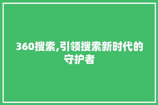 360搜索,引领搜索新时代的守护者