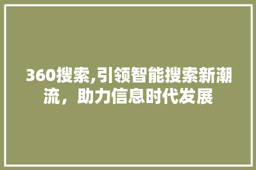 360搜索,引领智能搜索新潮流，助力信息时代发展