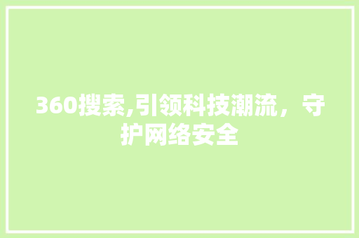 360搜索,引领科技潮流，守护网络安全