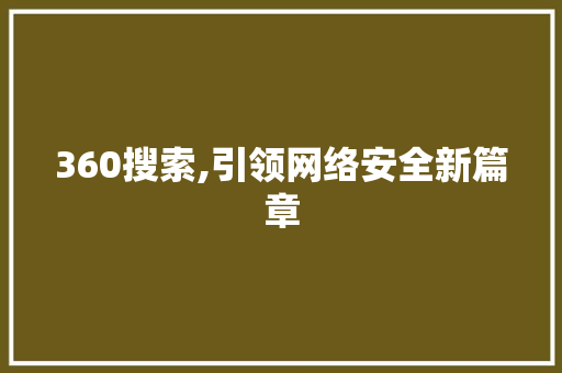 360搜索,引领网络安全新篇章