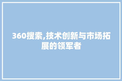 360搜索,技术创新与市场拓展的领军者