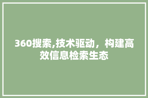 360搜索,技术驱动，构建高效信息检索生态