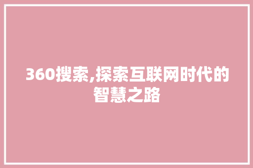 360搜索,探索互联网时代的智慧之路