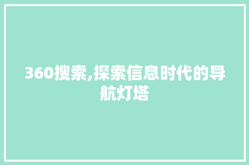 360搜索,探索信息时代的导航灯塔