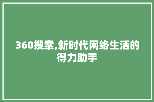 360搜索,新时代网络生活的得力助手