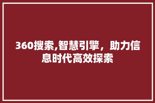 360搜索,智慧引擎，助力信息时代高效探索