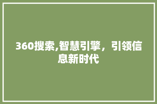 360搜索,智慧引擎，引领信息新时代