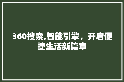 360搜索,智能引擎，开启便捷生活新篇章