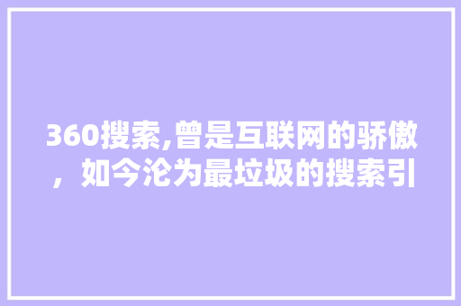 360搜索,曾是互联网的骄傲，如今沦为最垃圾的搜索引擎之一