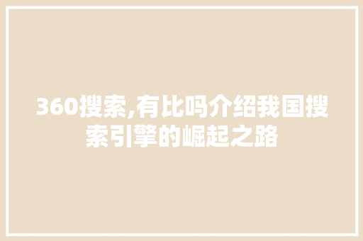 360搜索,有比吗介绍我国搜索引擎的崛起之路