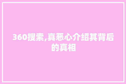 360搜索,真恶心介绍其背后的真相