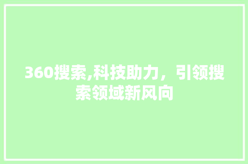 360搜索,科技助力，引领搜索领域新风向