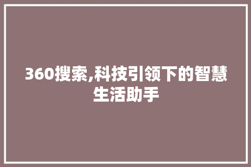 360搜索,科技引领下的智慧生活助手