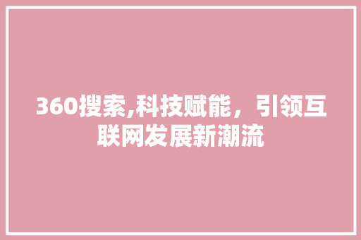 360搜索,科技赋能，引领互联网发展新潮流