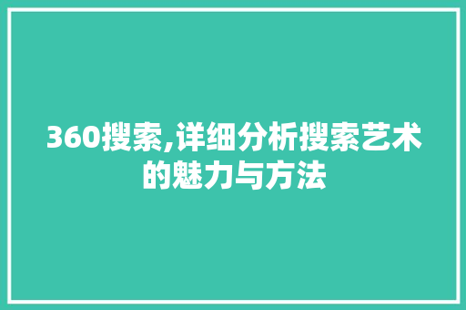 360搜索,详细分析搜索艺术的魅力与方法