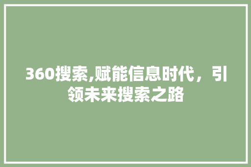 360搜索,赋能信息时代，引领未来搜索之路