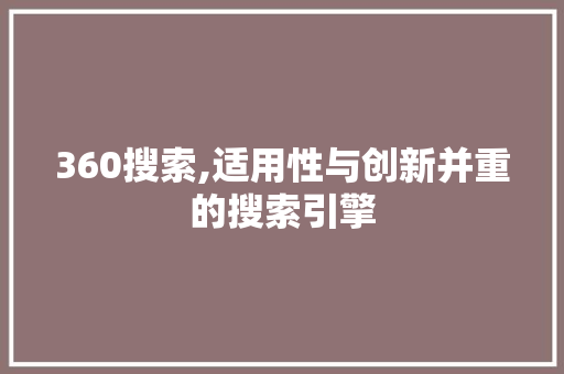 360搜索,适用性与创新并重的搜索引擎