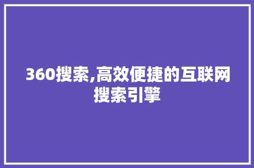 360搜索,高效便捷的互联网搜索引擎