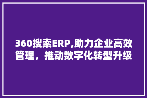 360搜索ERP,助力企业高效管理，推动数字化转型升级