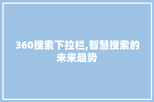 360搜索下拉栏,智慧搜索的未来趋势